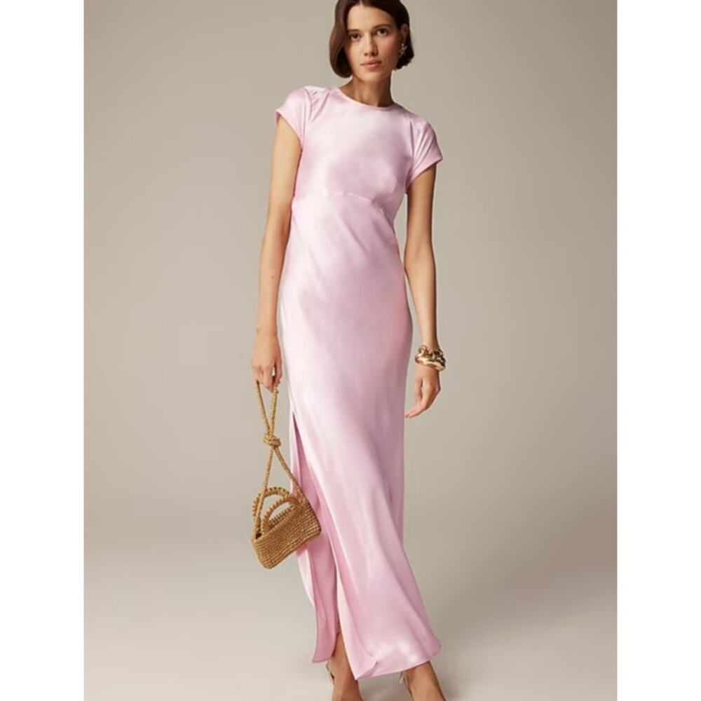 NWT J. Crew Anna October Short Sleeve Slip Dress Luster Crepe Pink Orchid Size 4